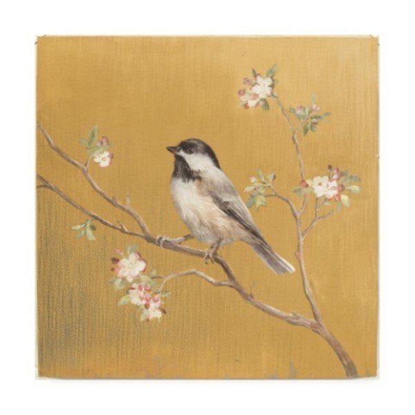 Danhui Nai 'Black Capped Chickadee On Gold' Canvas Art, 18x18, Trademark Fine Art, Mfr#: WAP10767-C1818GG